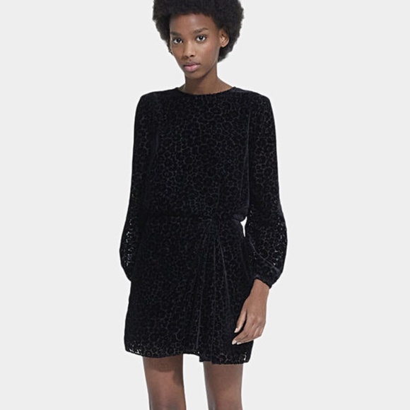 NWT | The Kooples | Black Velvet Floral Burnout Mini Dress - Picture 1 of 10